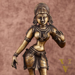 Traditional Brass Apsara Sculpture | 11 Inches | Elegant Design