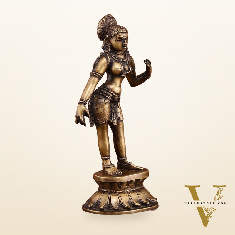 Traditional Brass Apsara Sculpture | 11 Inches | Elegant Design