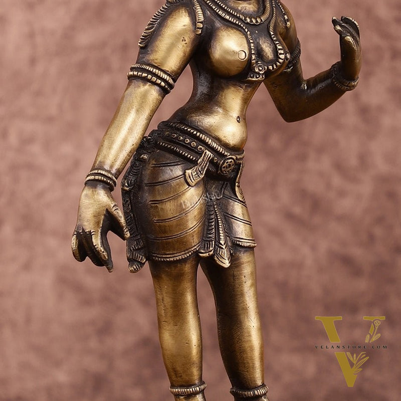 Traditional Brass Apsara Sculpture | 11 Inches | Elegant Design