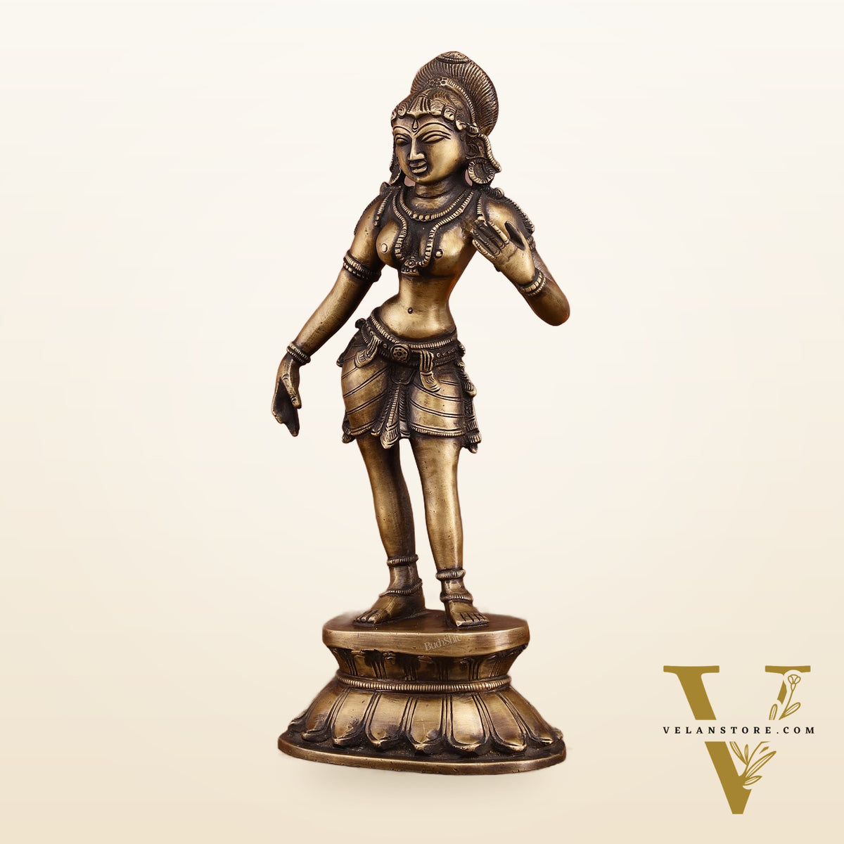 Traditional Brass Apsara Sculpture | 11 Inches | Elegant Design