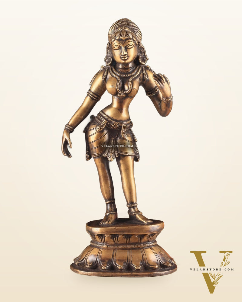 Traditional Brass Apsara Sculpture | 11 Inches | Elegant Design
