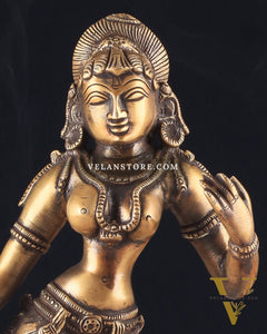 Traditional Brass Apsara Sculpture | 11 Inches | Elegant Design