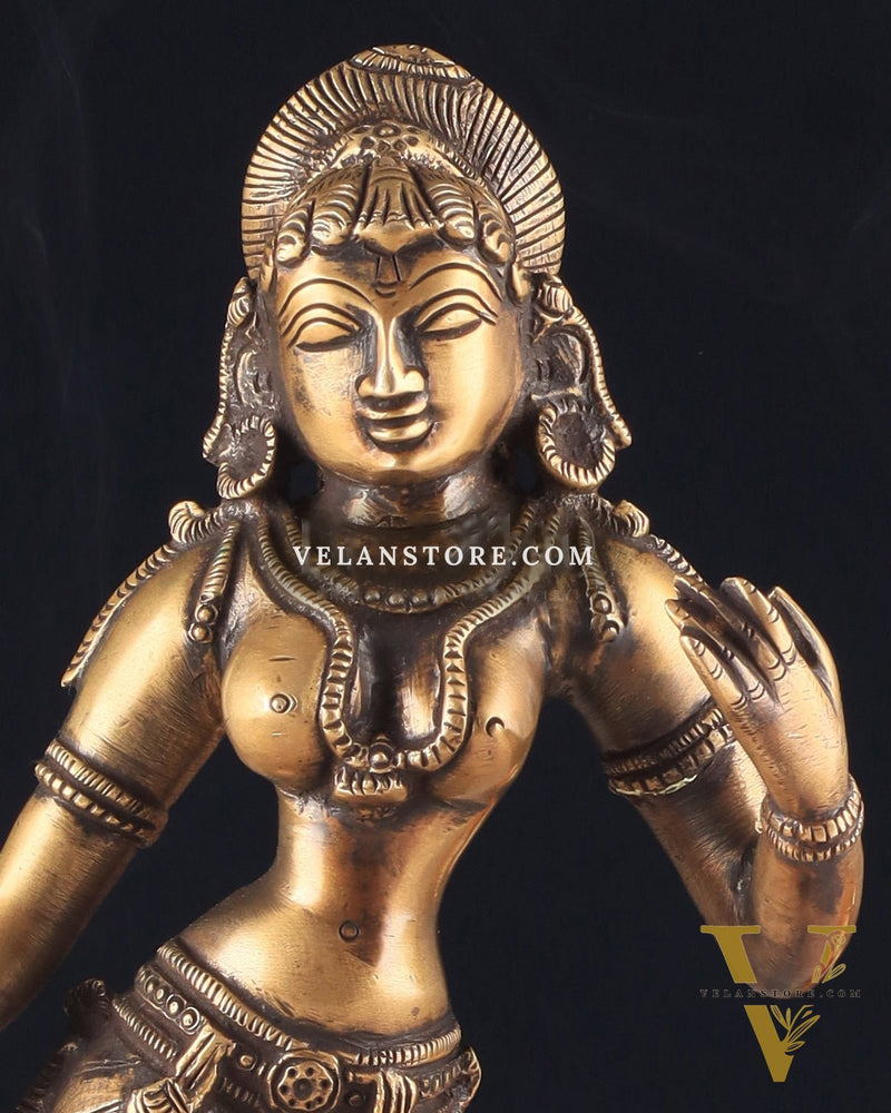 Traditional Brass Apsara Sculpture | 11 Inches | Elegant Design