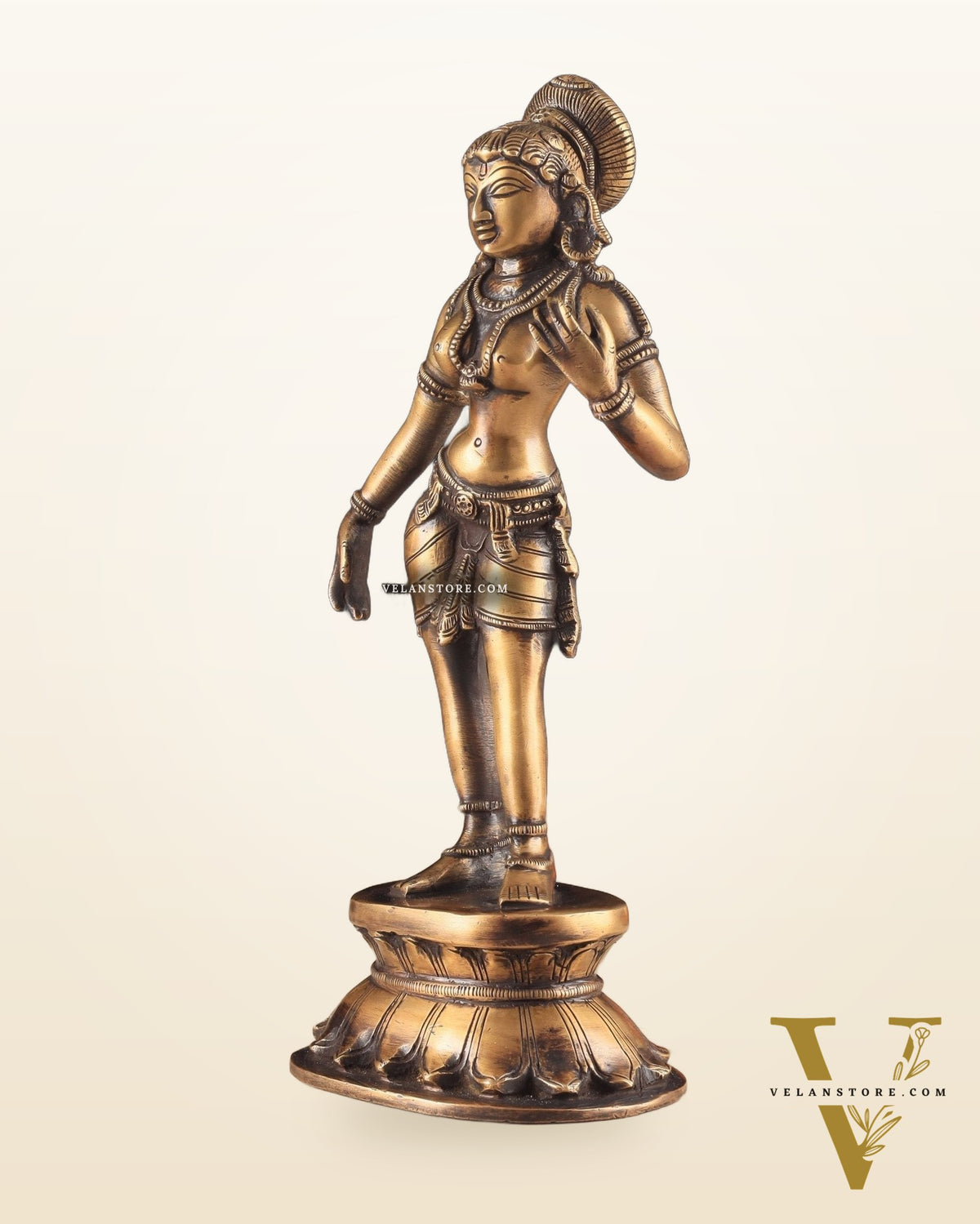 Traditional Brass Apsara Sculpture | 11 Inches | Elegant Design