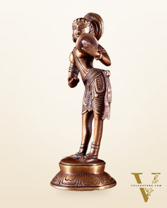 Traditional Brass Apsara with Mirror Showpiece – 6.4” dark antique