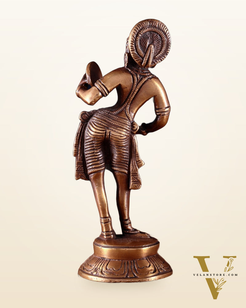 Traditional Brass Apsara with Mirror Showpiece – 6.4” dark antique