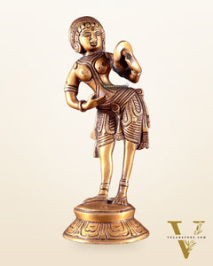 Traditional Brass Apsara with Mirror Showpiece – 6.4” light antique