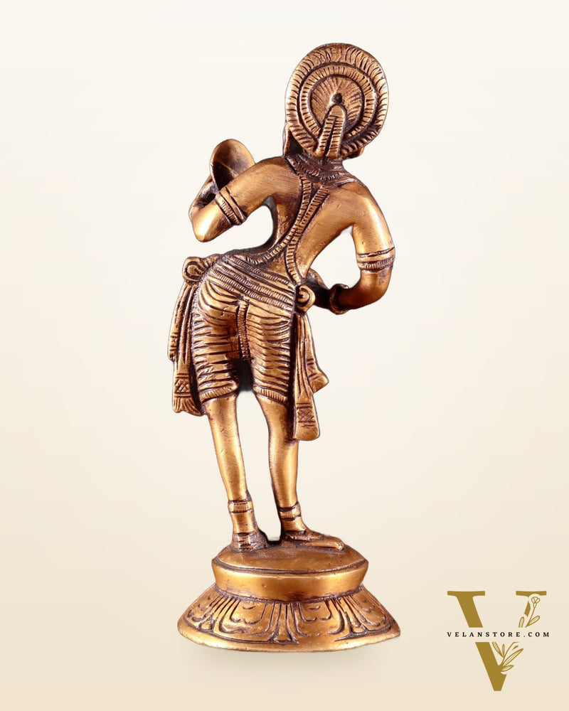 Traditional Brass Apsara with Mirror Showpiece – 6.4” light antique