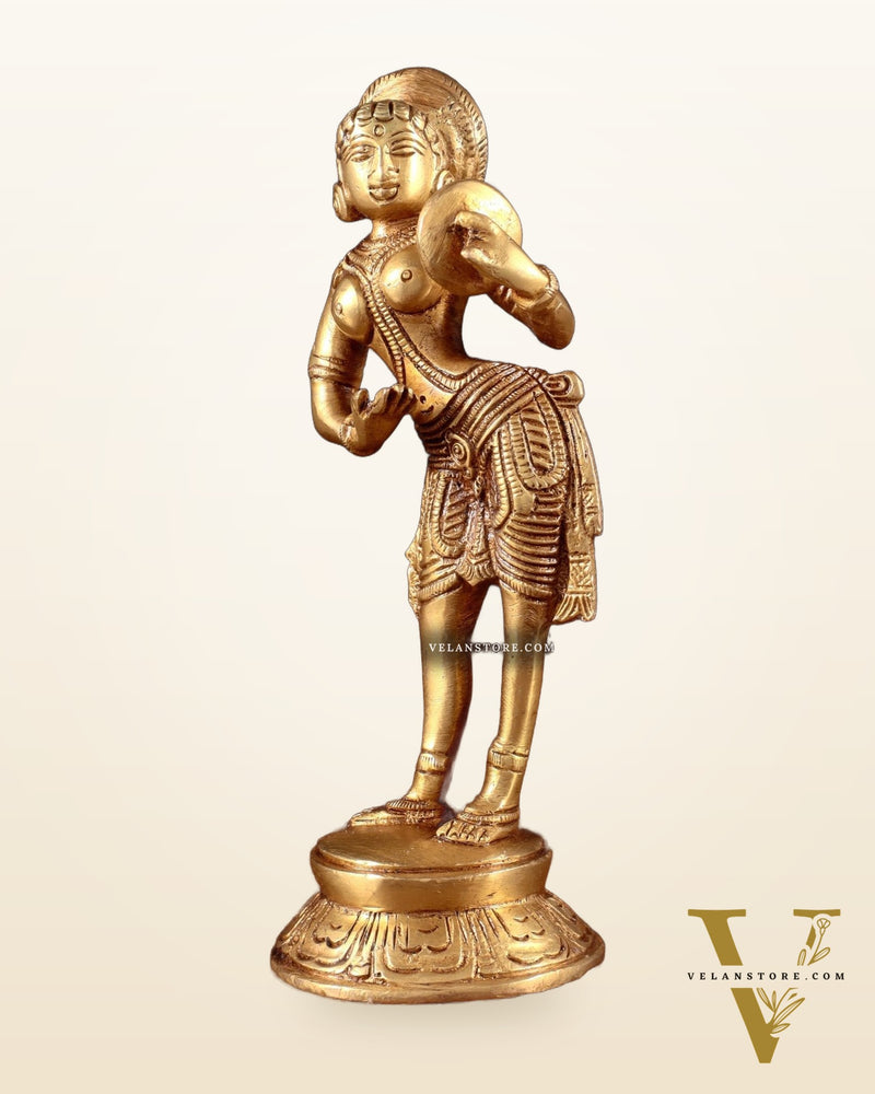 Traditional Brass Apsara with Mirror Showpiece – 6.4”