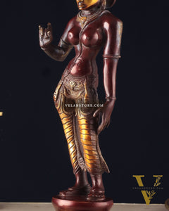 Traditional Brass Devi Parvati Uma Idol | 10 Inches | Chola finish