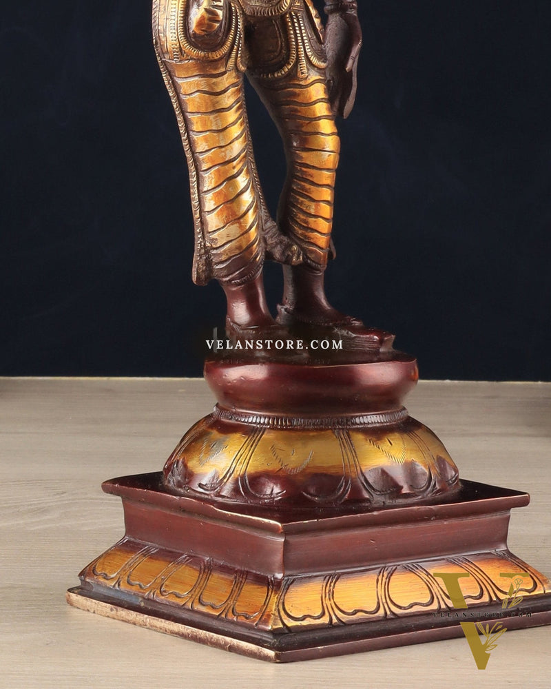 Traditional Brass Devi Parvati Uma Idol | 10 Inches | Chola finish