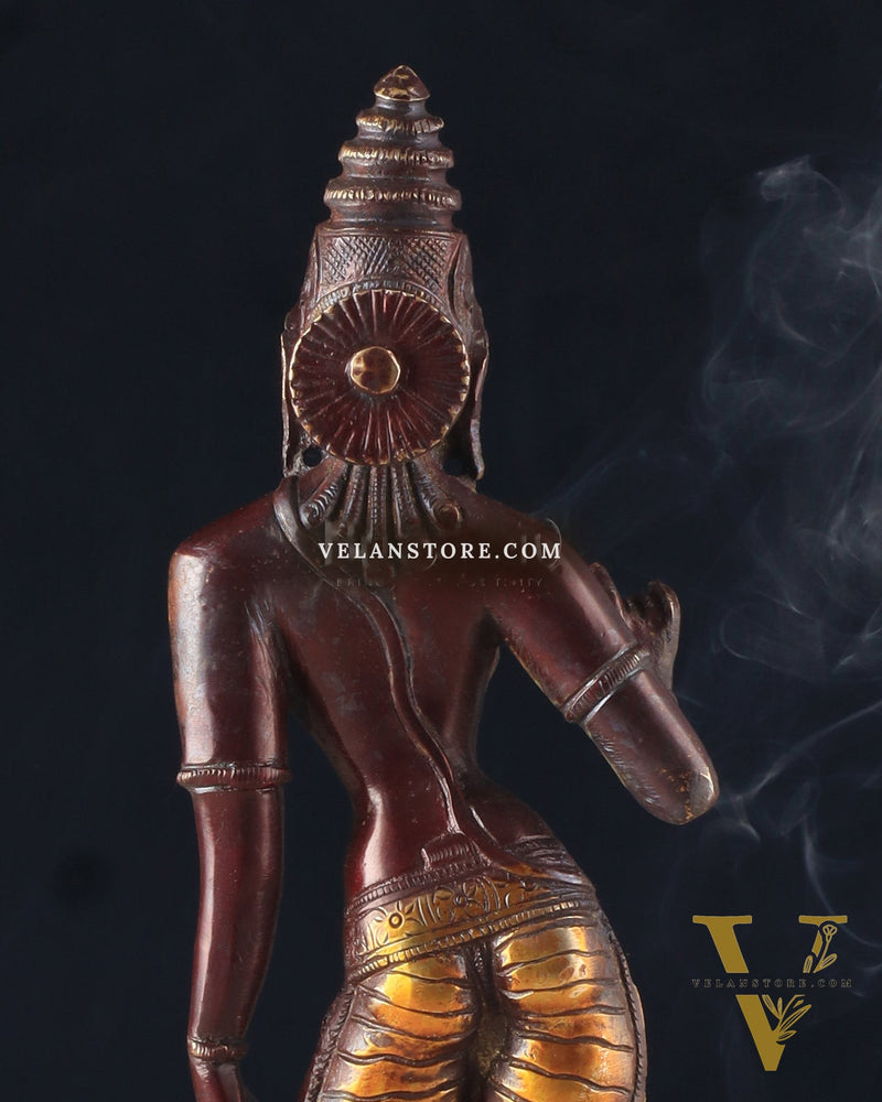 Traditional Brass Devi Parvati Uma Idol | 10 Inches | Chola finish