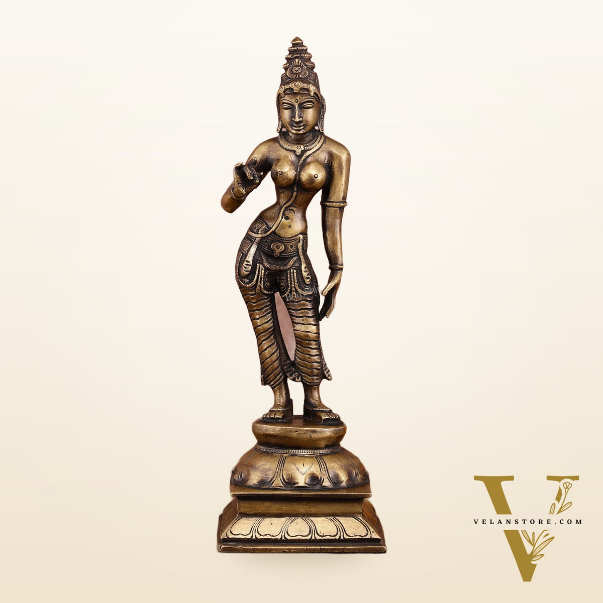 Traditional Brass Devi Parvati Uma Idol | 10 Inches | Vintage Touch