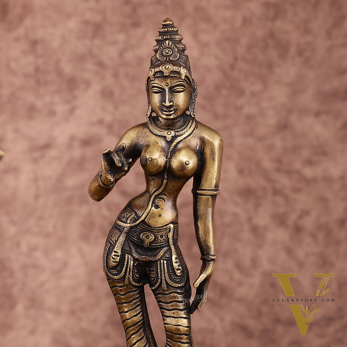 Traditional Brass Devi Parvati Uma Idol | 10 Inches | Vintage Touch