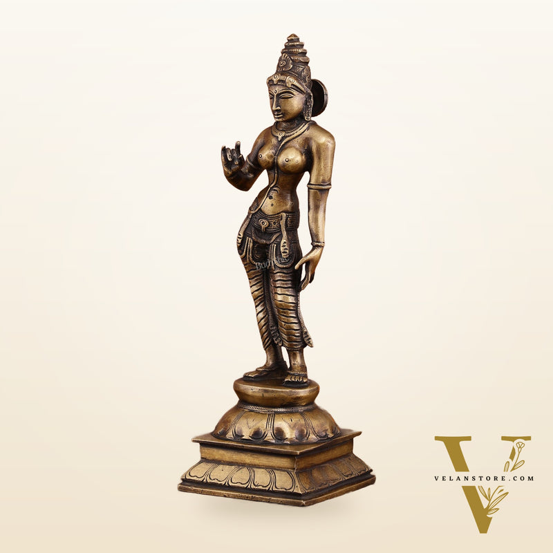 Traditional Brass Devi Parvati Uma Idol | 10 Inches | Vintage Touch