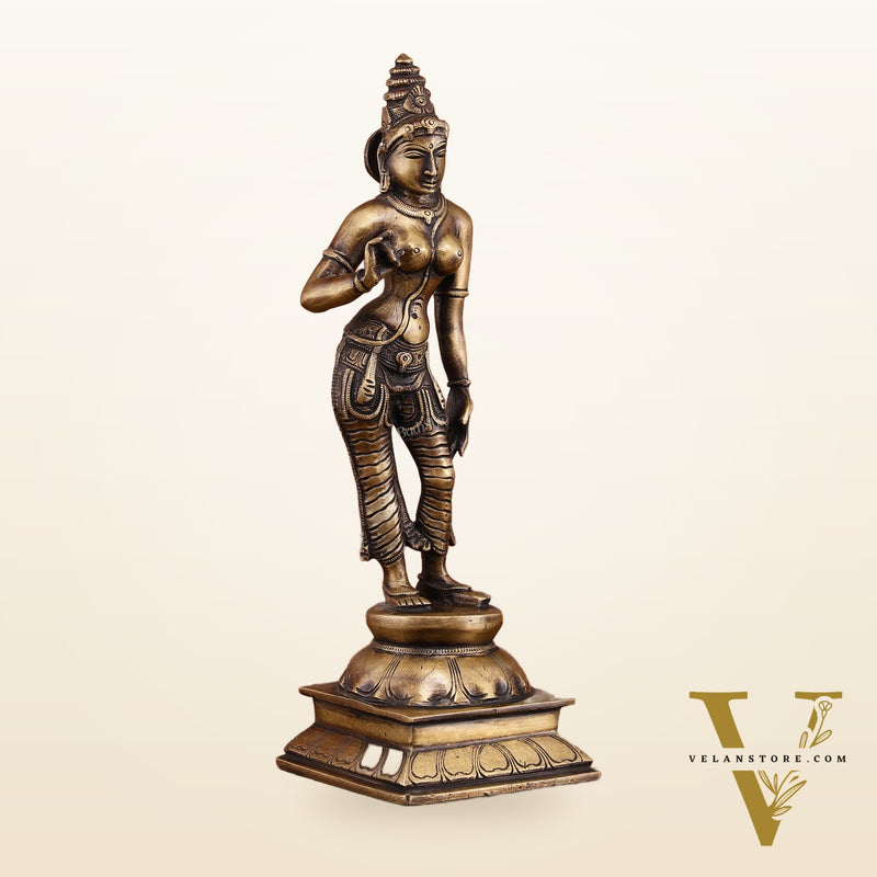 Traditional Brass Devi Parvati Uma Idol | 10 Inches | Vintage Touch