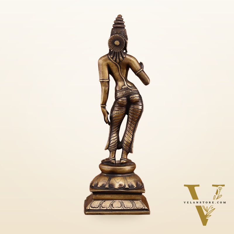 Traditional Brass Devi Parvati Uma Idol | 10 Inches | Vintage Touch