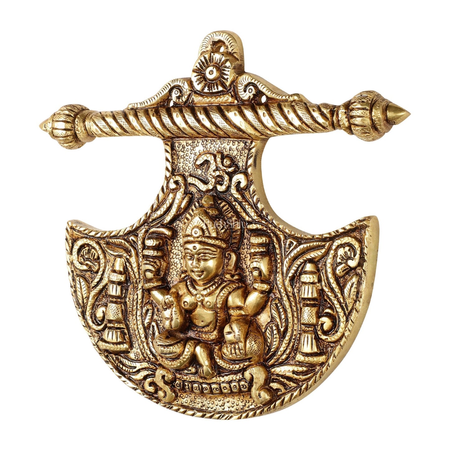 Traditional Brass Goddess Lakshmi Wall Hanging - 8x8.5 inch