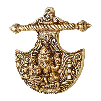 Traditional Brass Goddess Lakshmi Wall Hanging - 8x8.5 inch