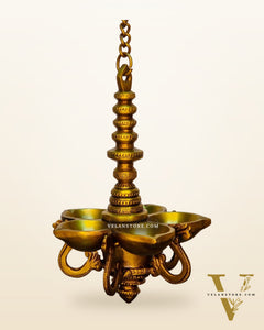 Traditional Hanging Brass Panchdeep Lamp - 17.5" Height