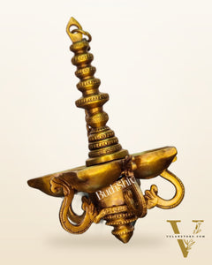 Traditional Hanging Brass Panchdeep Lamp - 17.5" Height