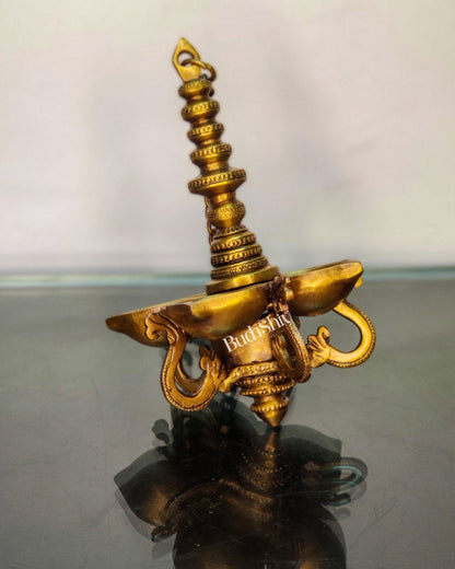 Traditional Hanging Brass Panchdeep Lamp - 17.5" Height