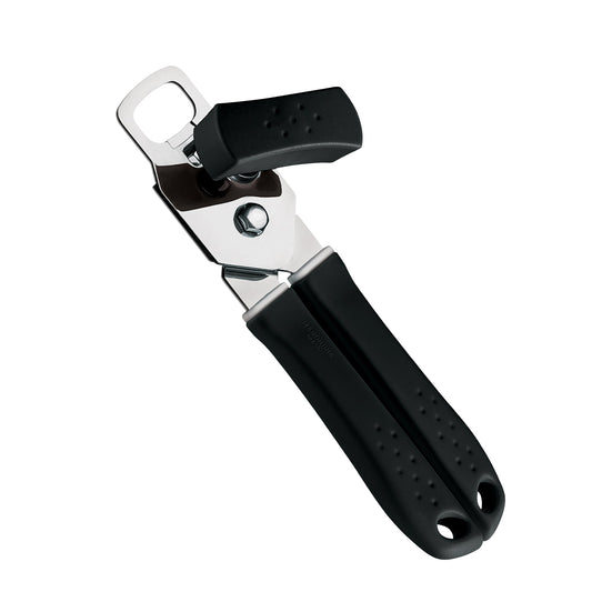 Utilitá stainless steel can opener with black polypropylene handle