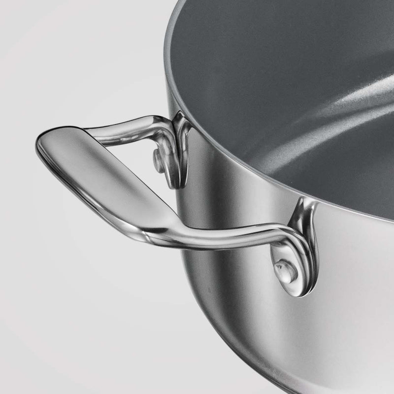 Fusao EX+ 24cm Ceramic Stainless Steel Tri-Ply Biryani Pot with SS Lid - 4.8L