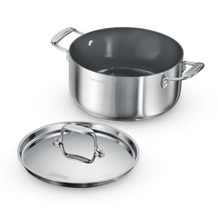 Fusao EX+ 24cm Ceramic Stainless Steel Tri-Ply Biryani Pot with SS Lid - 4.8L