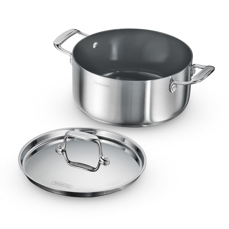 Fusao EX+ 24cm Ceramic Stainless Steel Tri-Ply Biryani Pot with SS Lid - 4.8L