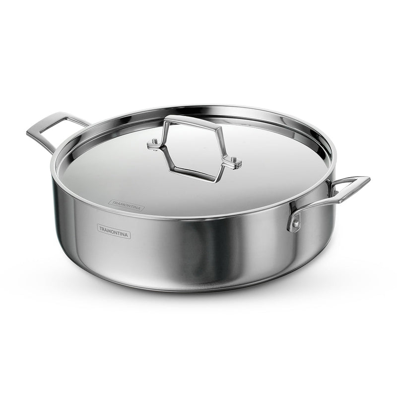 Aeion 30cm Stainless Steel Tri-Ply Biryani Lagan/Braiser with SS Lid - 6.2L