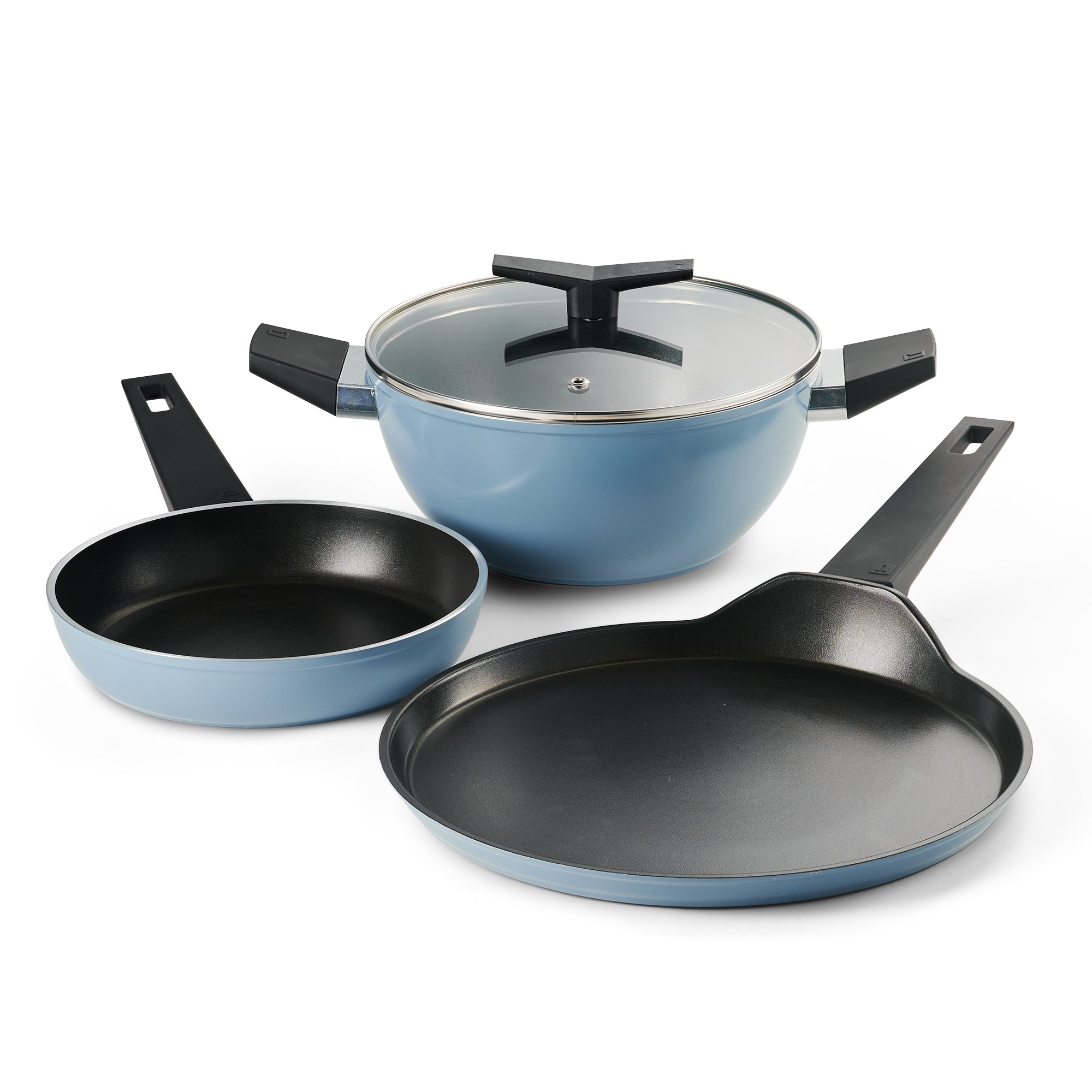 Aura 4 Piece Non-Stick Cookware Set Ceramic Reinforced Coating – (Blueberry)