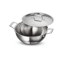 Aeion 28cm Stainless Steel Tri-Ply Extra Deep Kadai with SS Lid - 5.9L