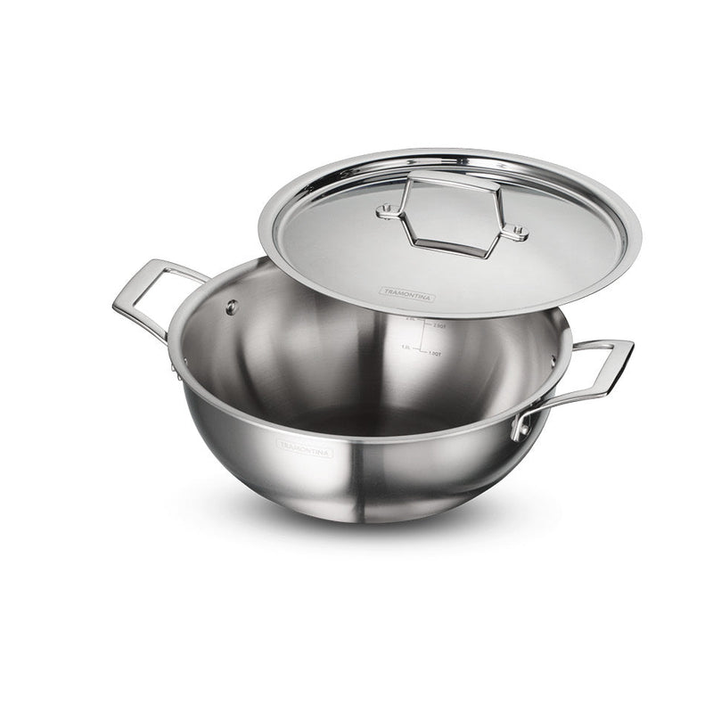 Aeion 28cm Stainless Steel Tri-Ply Extra Deep Kadai with SS Lid - 5.9L