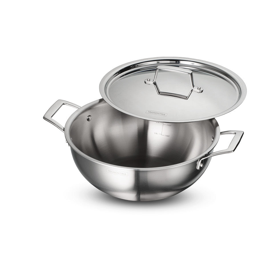 Aeion 28cm Stainless Steel Tri-Ply Extra Deep Kadai with SS Lid - 5.9L