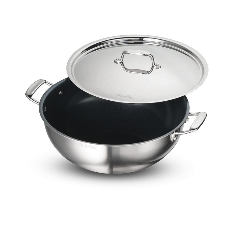 Fusao EX+ 32cm Ceramic Stainless Steel Tri-Ply Extra Deep Kadai with SS Lid - 8.0L