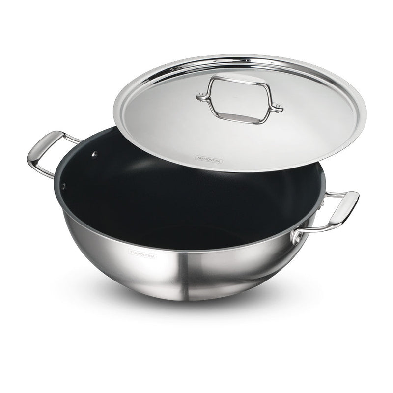 Fusao EX+ 36cm Ceramic Stainless Steel Tri-Ply Extra Deep Kadai with SS Lid - 10.9L