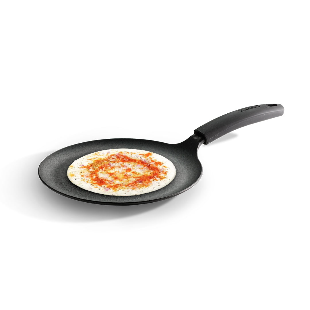 Titanex 24cm Pre-Seasoned Cast Iron Dosa Tawa with Heat Resistant Silicone Grip