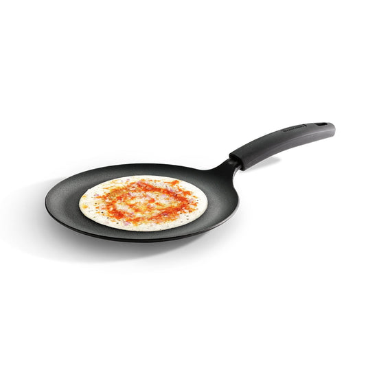 Titanex 24cm Pre-Seasoned Cast Iron Dosa Tawa with Heat Resistant Silicone Grip