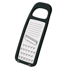 Utilitá stainless steel grater with polypropylene handle and non-slip rubber base in black