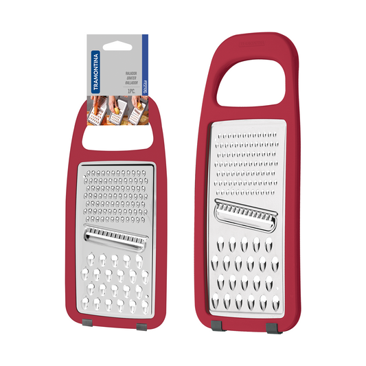 Utilitá Stainless Steel and ABS Grater with Rubberized Base, Red