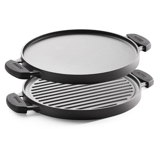 Titanex 30cm Pre-Seasoned Cast Iron Reversible Dosa Tawa/ Grill Pan with Heat Resistant Silicone Grip