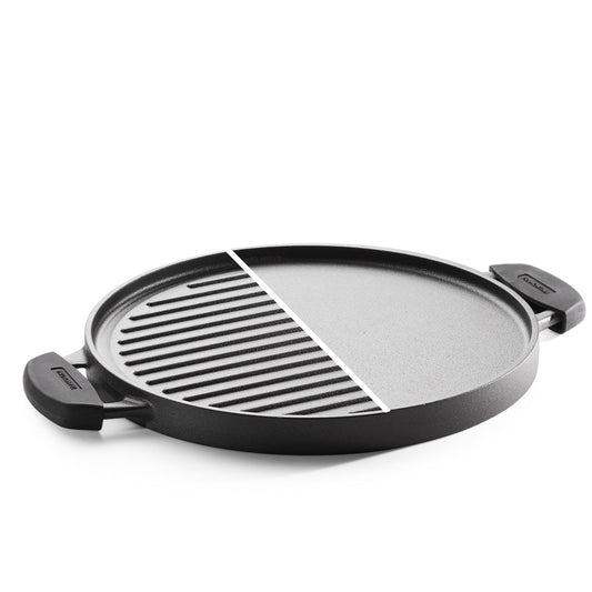 Titanex 30cm Pre-Seasoned Cast Iron Reversible Dosa Tawa/ Grill Pan with Heat Resistant Silicone Grip