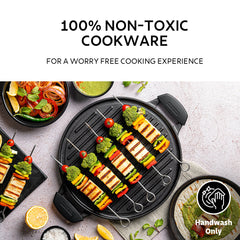Titanex 30cm Pre-Seasoned Cast Iron Reversible Dosa Tawa/ Grill Pan with Heat Resistant Silicone Grip