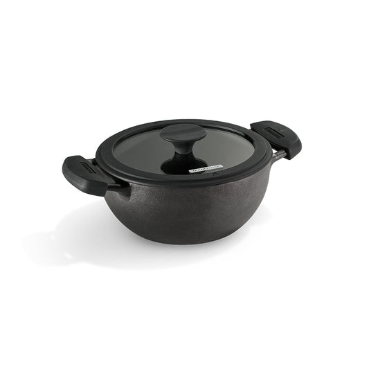 Titanex 20cm Pre-Seasoned Cast Iron Extra Deep Kadai with Heat Resistant Silicone Grip – 2.3L