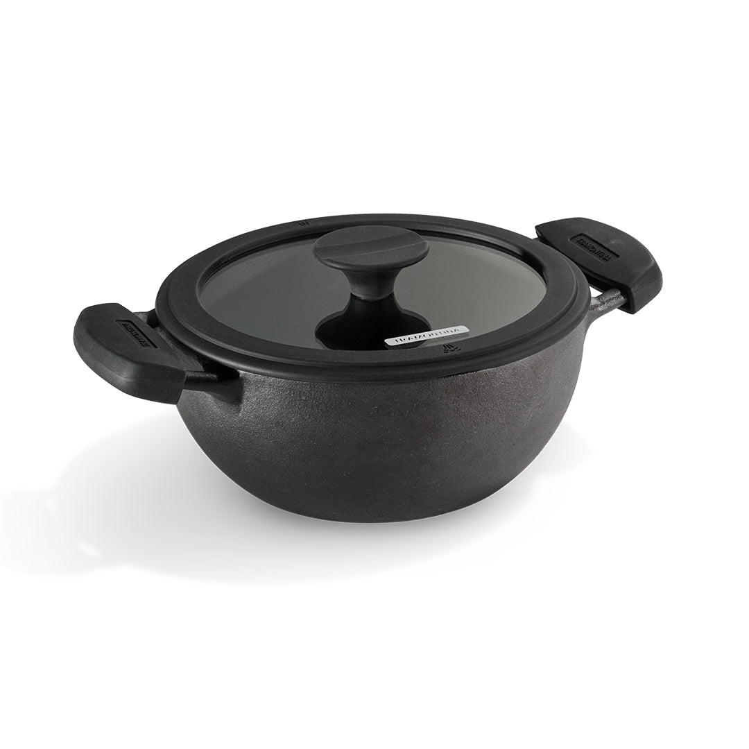 Titanex 26cm Pre-Seasoned Cast Iron Extra Deep Kadai with Heat Resistant Silicone Grip – 4.6L