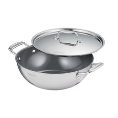 Fusao EX+ 26cm Ceramic Stainless Steel Tri-Ply Kadai with SS Lid - 3.7L