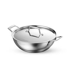 Aeion 20cm Stainless Steel Tri-Ply Kadai with SS Lid - 1.7L