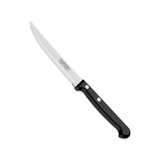 Ultracorte 5" Antimicrobial Stainless Steel Steak & Fruit Knife Serrated Blade - Polypropylene Handle (Black)