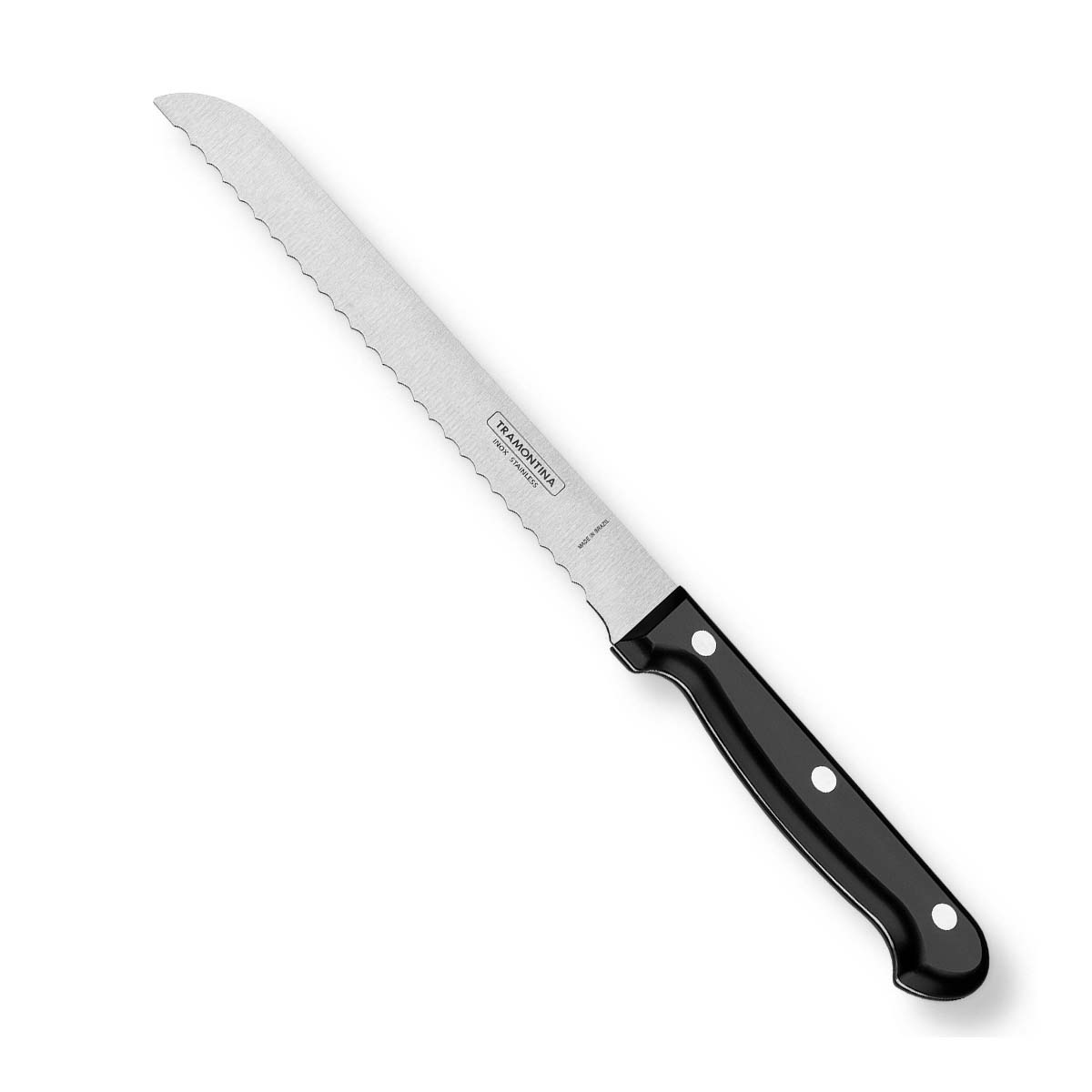 Ultracorte 7" Antimicrobial Stainless Steel Bread Knife Wavy Serrated Blade - Polypropylene Handle (Black)